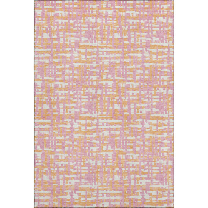 10' X 14' Abstract Geometric Washable Area Rug With UV Protection (683075) - Pink / Ivory / Orange