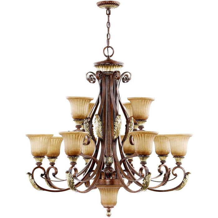 39" Multi Light Dimmable Chandelier With Shades - Bronze