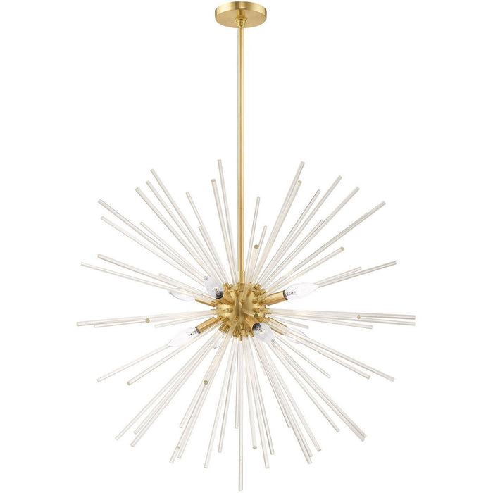 38" Eight Light Dimmable Chandelier With Shades - Brass