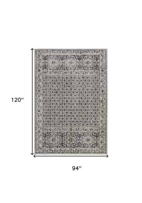 8' X 10' Abstract Distressed Area Rug - Gray And Ivory