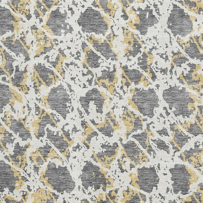 10' X 14' Abstract Washable Area Rug With UV Protection (676650) - Gray / Gold / Ivory