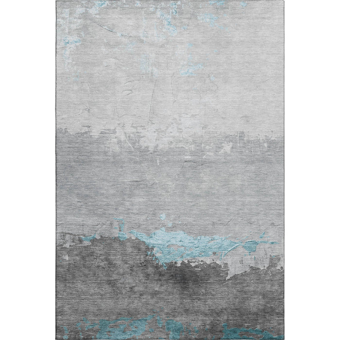 10' X 14' Abstract Washable Area Rug With UV Protection (706921) - Teal / Gray