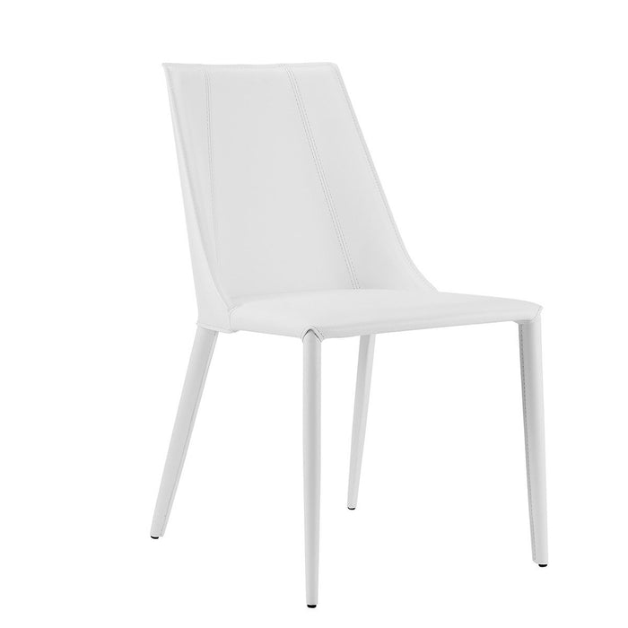 Upholstered Leather Dining Side Chair - White