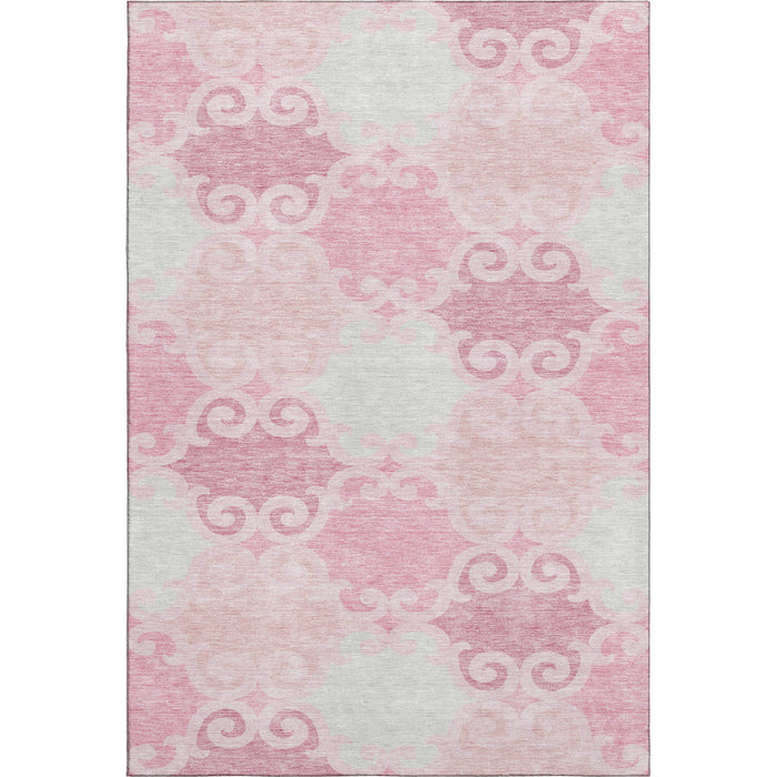10' X 14' Trellis Washable Area Rug With UV Protection (670213) - Pink / Gray / Silver