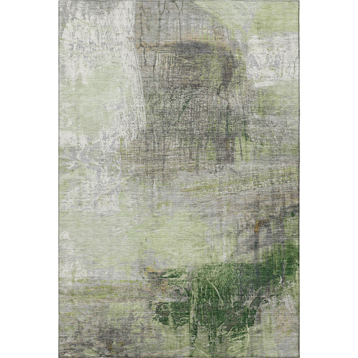 10' X 14' Abstract Washable Area Rug With UV Protection (718406) - Sage / Ivory
