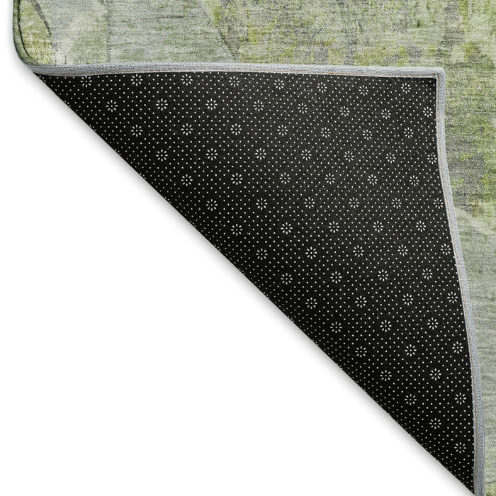 10' X 14' Abstract Washable Area Rug With UV Protection (695540) - Green / Purple / Silver