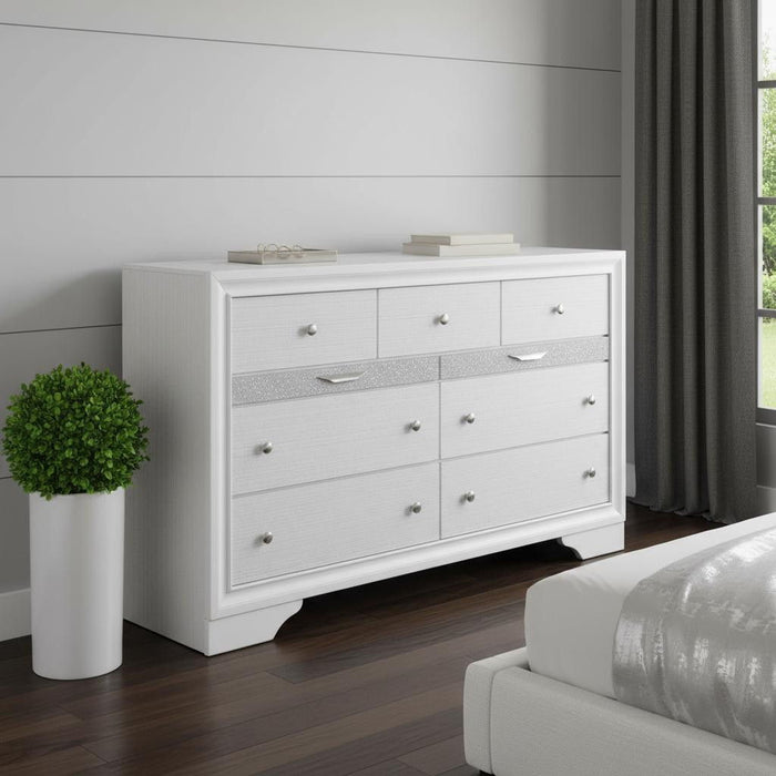 Nine Drawer Triple Dresser - White
