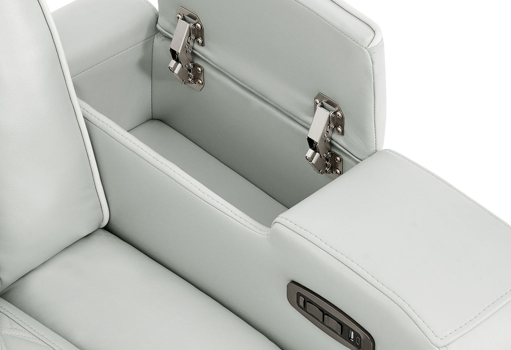 U8611 - Power Console Reclining Loveseat With Power Headrest, LED And Speaker - Silver