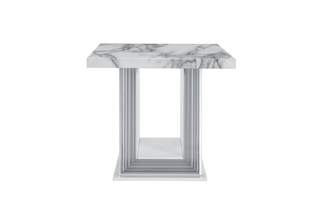Ylime - Marble End Table - Light Gray / White