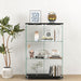 Modern Giga display cabinet with LED lights, transparent tempered glass doors, 2-door storage, and 3 shelves for showcasing items.