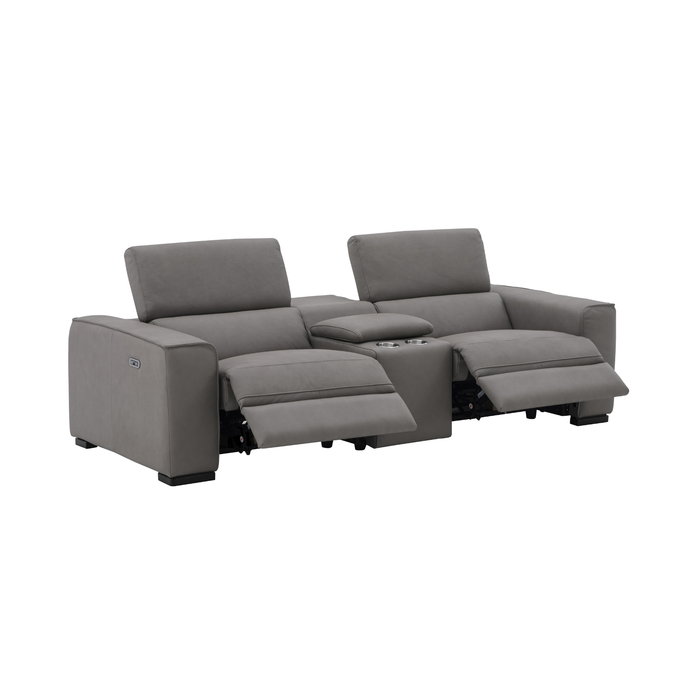 J & M Furniture Picasso Love Seat In Truffle with Console