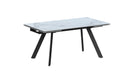 Chintaly Alexandra 5-piece extendable ceramic top dining table set with steel base, modern contemporary design, shown in a stylish dining room.