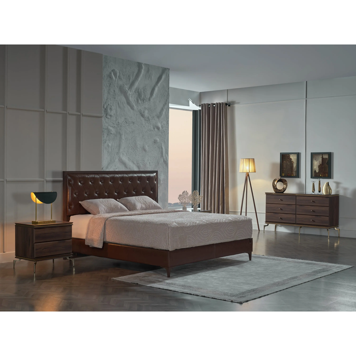 Bellona Montego Brown Leather Storage Bedroom Set – Queen & King Size