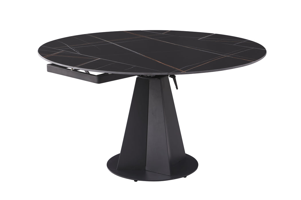 JOCELYN Contemporary Motion Extendable Dining Table | Matte Black with Steel Base