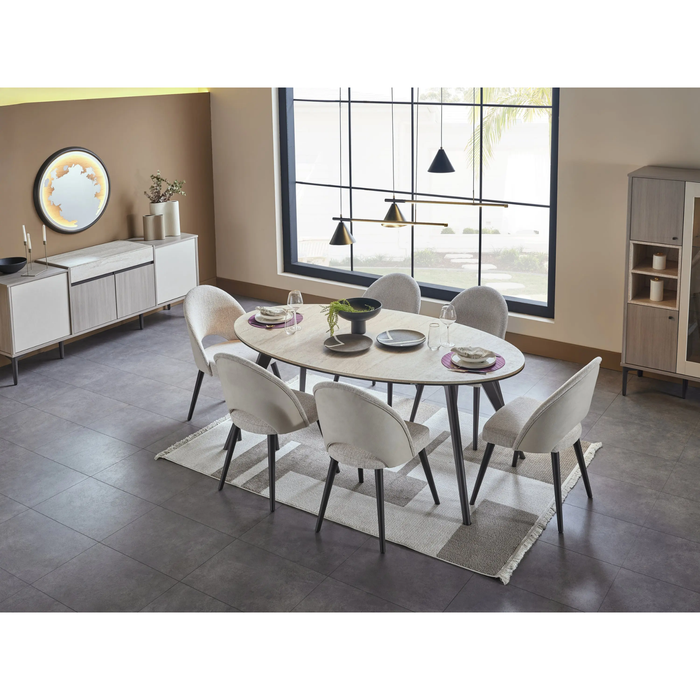 Bellona Mona Dining Room Set Table, 6 Chairs, Buffet and Mirror