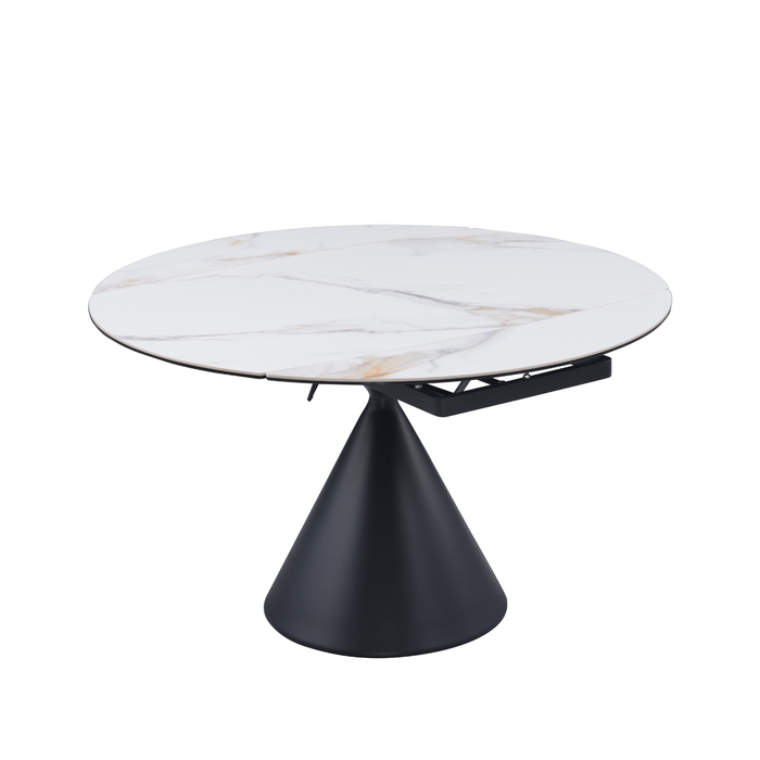 JUNIPER Contemporary Motion Extendable Dining Table | Ceramic Top with Steel Base