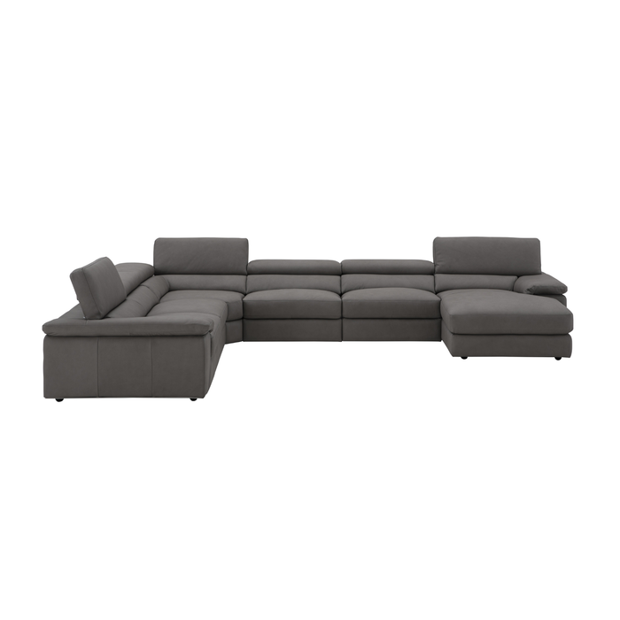 J & M Furniture Kobe Premium Leather Sectional in Truffle