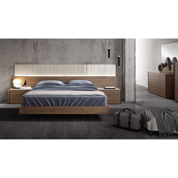 J & M Furniture Porto Premium Bedroom Sets In Walnut & Light Grey