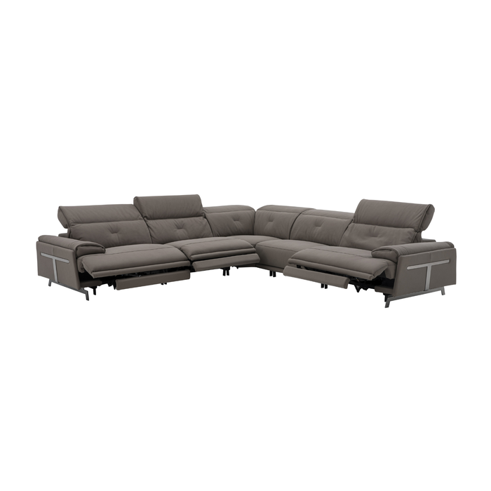 J & M Furniture Dolce Vita Reclining Sectional in Brownie