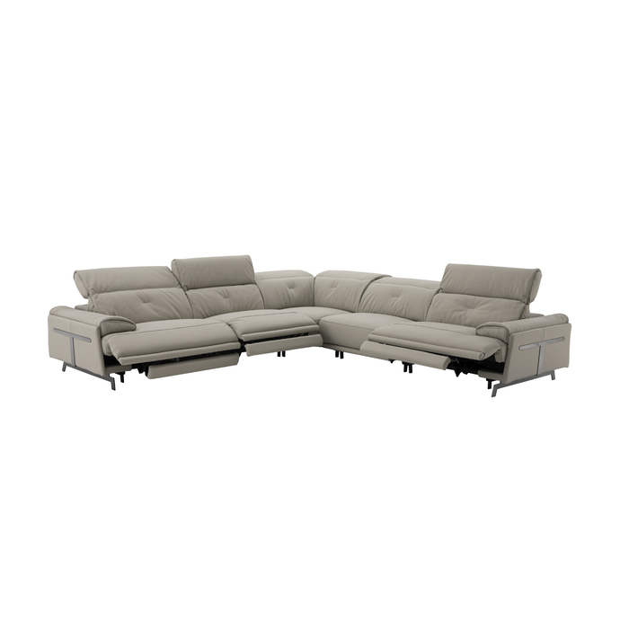 J & M Furniture Dolce Vita Reclining Sectional in Milk Tea