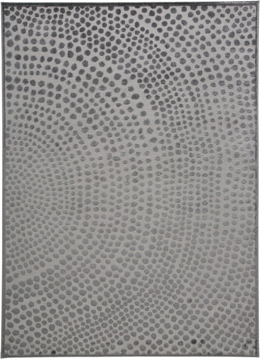 10' x 14' Abstract Stain Resistant Area Rug - Gray Silver And Ivory