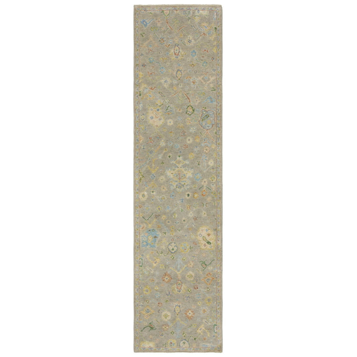 10' Wool Oriental Hand Knotted Runner Rug With Fringe - Gray