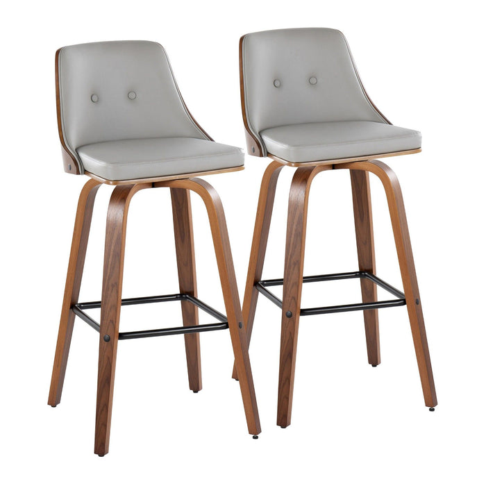 Gianna - 30" Fixed-Height Barstool (Set of 2) - Walnat And Pearl Silver
