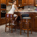 Giga 26-inch wooden cow top bar stool with backrest and 360-degree swivel for home kitchen counters, bar height 28-30 inches