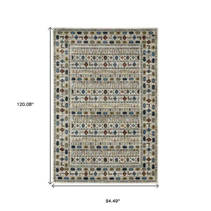 8' X 10' Tribal Area Rug - Ivory