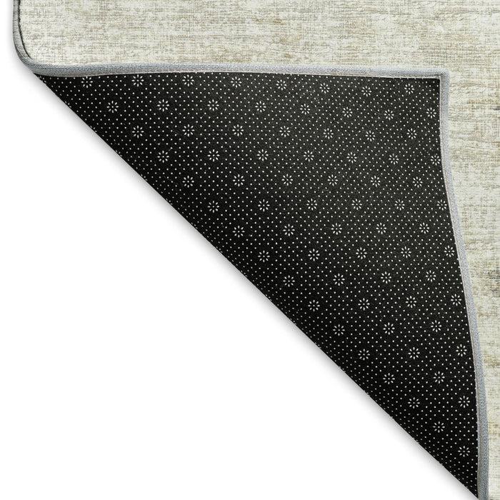 9' X 12' Abstract Washable Area Rug With UV Protection - Ivory / Beige