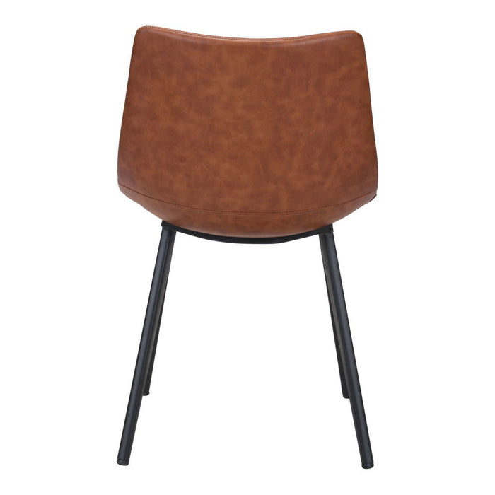 Vintage Look Faux Leather Slight Scoop Dining Chairs (Set of 2) - Brown
