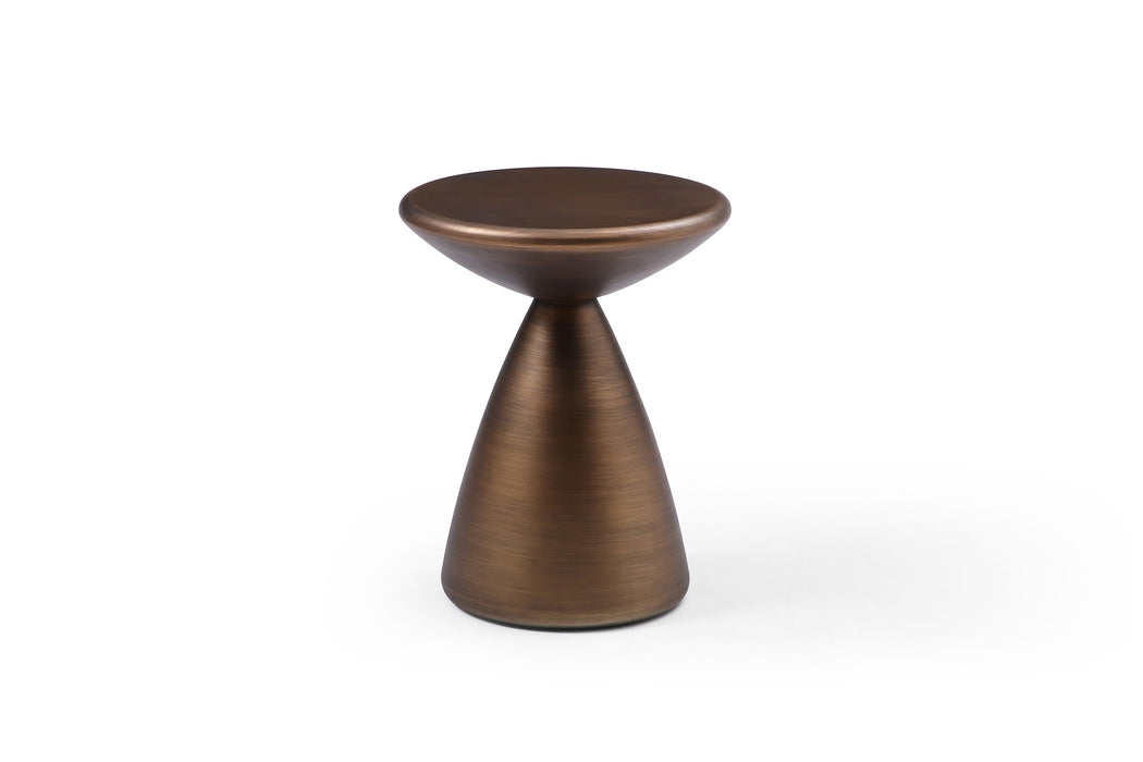 Steel Cinched High Waist Round Pedestal End Table - Bronze