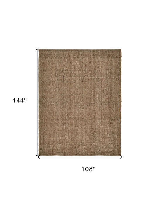 9' x 12' Hand Woven Polyester Area Rug - Brown