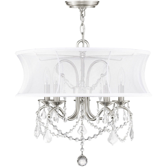 19" Five Light Dimmable Chandelier With Shades - Nickel