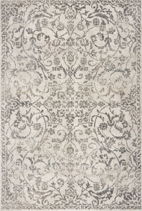 9' x 13' Machine Woven Distressed Floral Vines Indoor Area Rug - Ivory