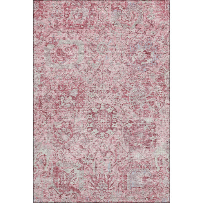 10' X 14' Damask Washable Area Rug With UV Protection (684340) - Pink / Gray / Ivory