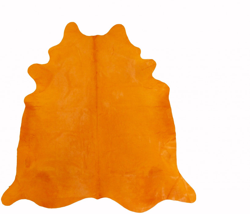 6' Vibrant Stenciled Cowhide Rug - Orange