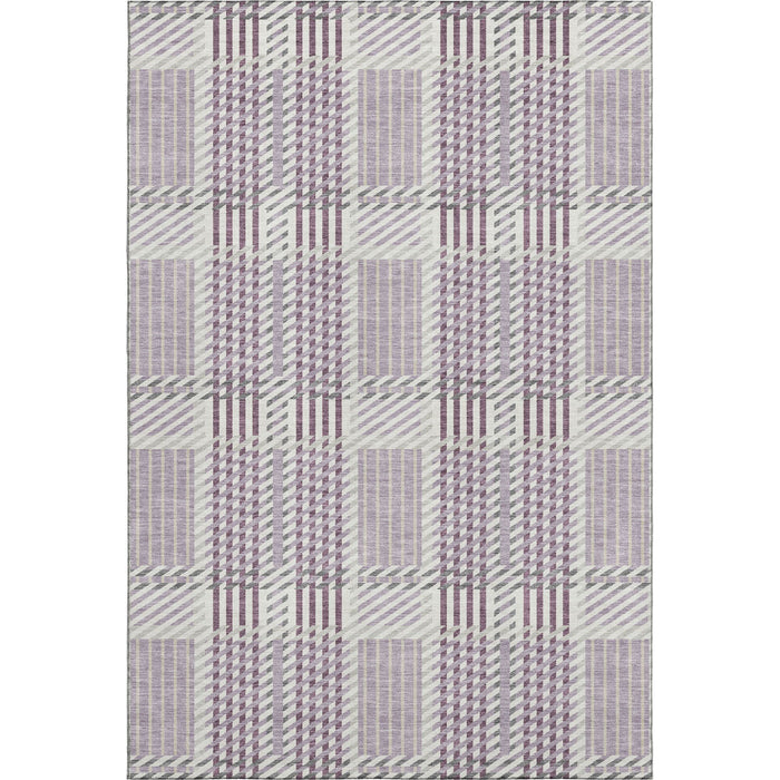 10' X 14' Plaid Washable Area Rug With UV Protection (678736) - Lavender / Gray / Ivory