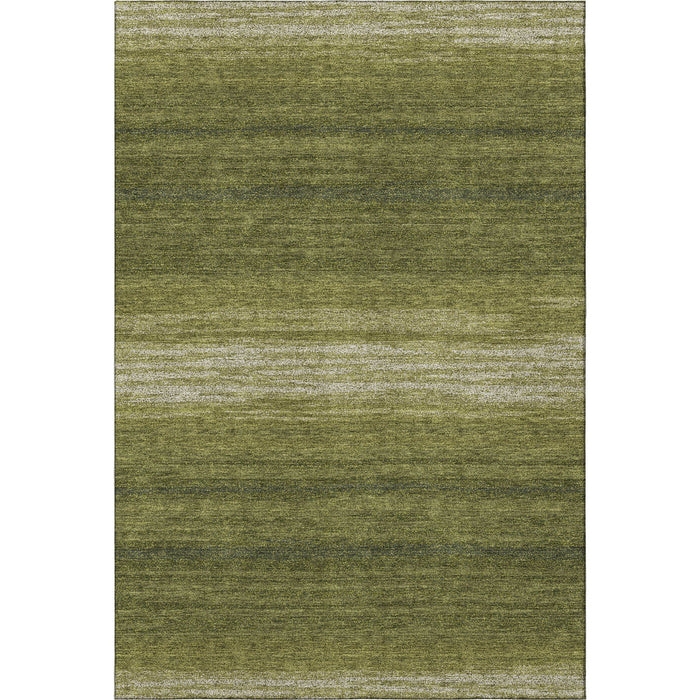 10' X 14' Striped Washable Area Rug With UV Protection (681143) - Olive Green / Ivory