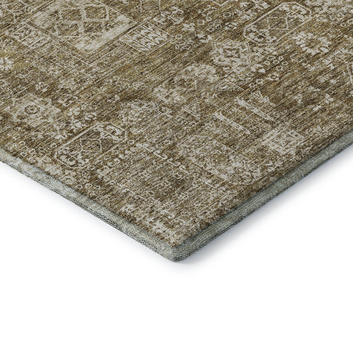 10' X 14' Floral Washable Area Rug With UV Protection (653362) - Brown / Ivory