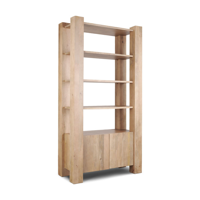 Four Tier Bookcase With Two Doors - Natural