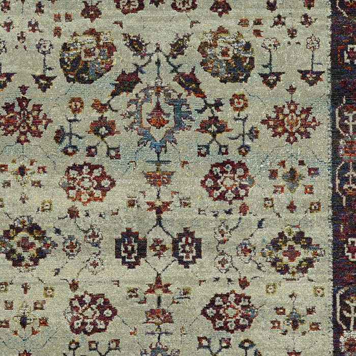10' x 13' Oriental Power Loom Area Rug - Red And Ivory