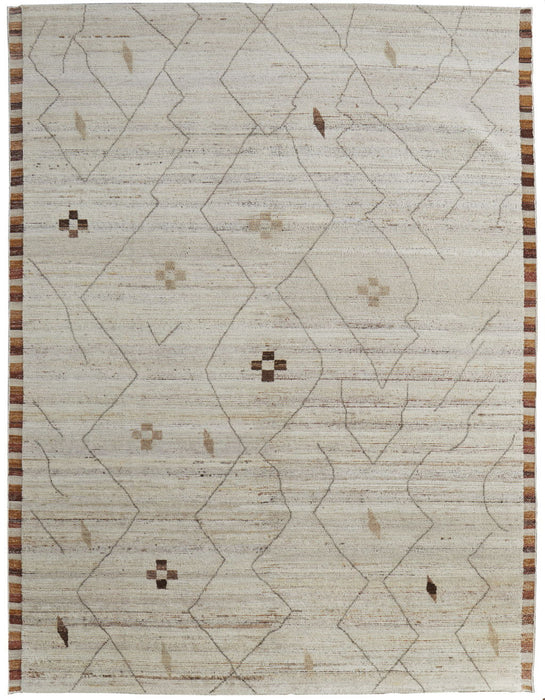 8' X 12' Wool Moroccan Hand Knotted Area Rug (567291) - Ivory / Tan