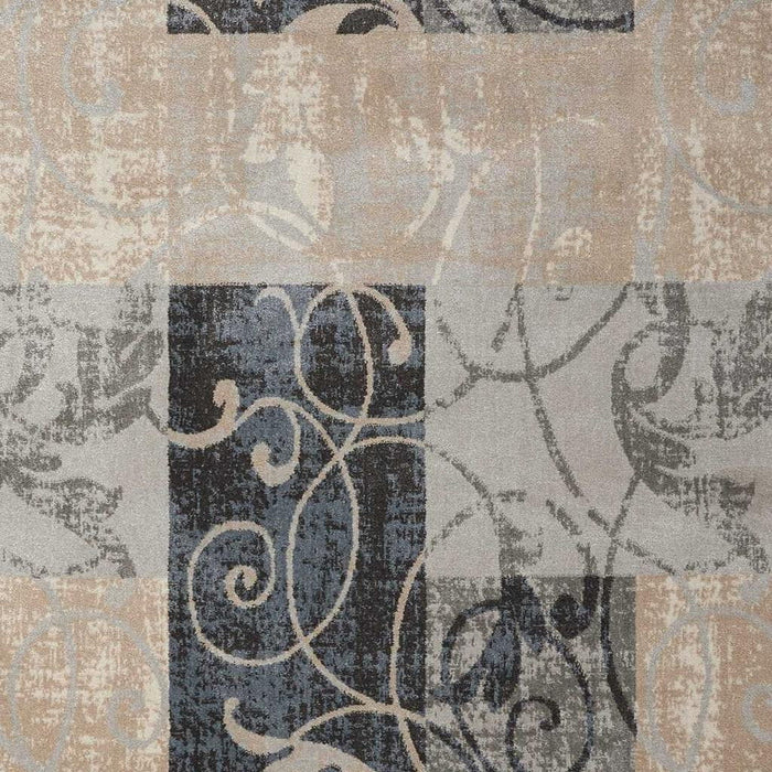 9' X 13' Floral Vines Non Skid Area Rug - Tan
