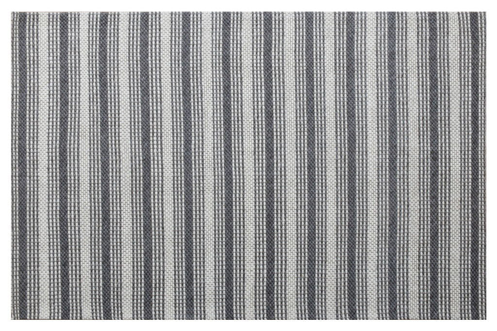 8' x 10' Striped Hand Woven Non Skid Area Rug - Gray And Ivory
