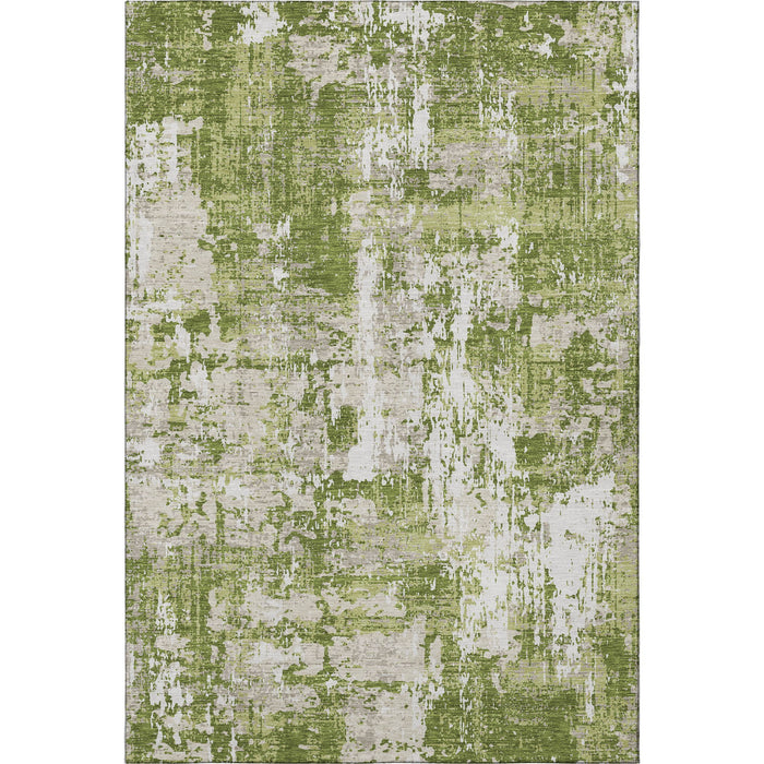 10' X 14' Abstract Washable Area Rug With UV Protection (679120) - Green / Ivory