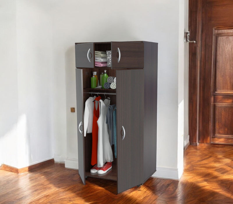 32" Melamine Mirro Combo Dresser - Espresso