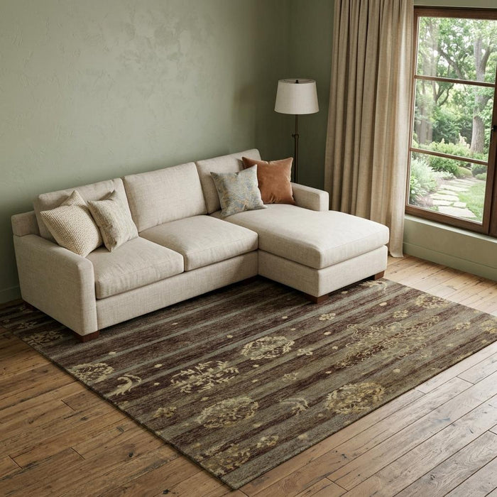 8' X 10' Striped Hand Knotted Area Rug (744230) - Brown / Tan