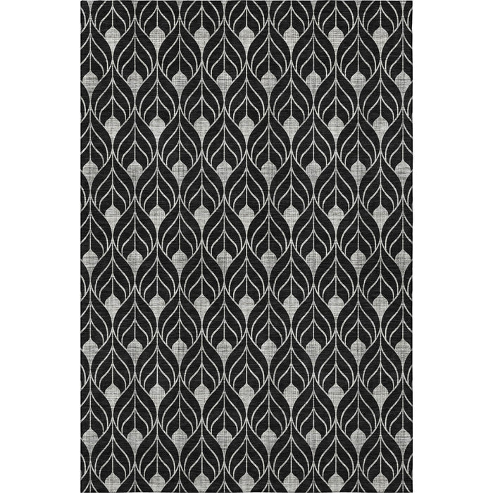 10' X 14' Geometric Washable Area Rug With UV Protection (673987) - Black / Gray
