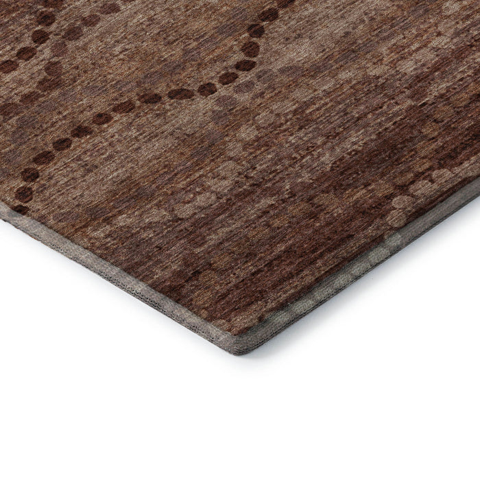 10' X 14' Abstract Geometric Washable Area Rug With UV Protection (715333) - Rust / Copper